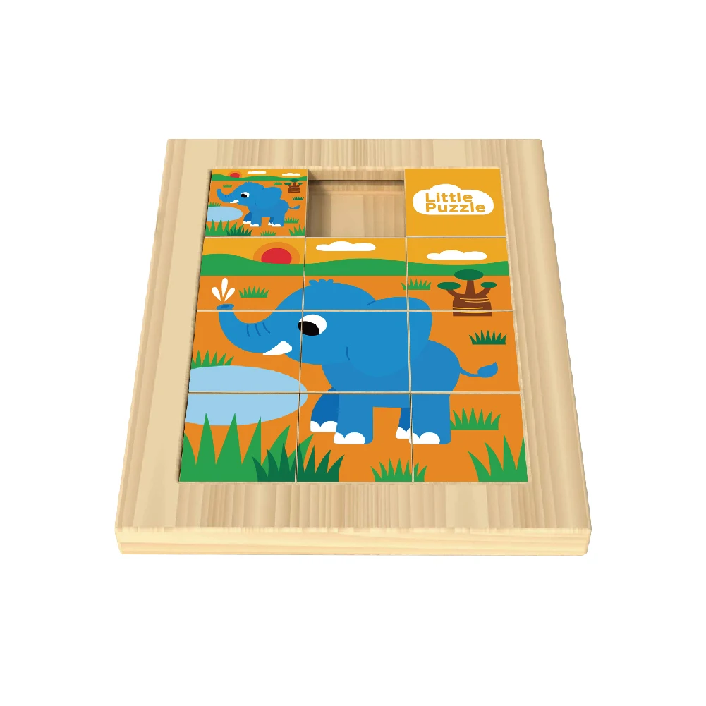 Wooden Matching Block Puzzles for Kids Adults Custom Colorful Wooden Animal Jigsaw Puzzle
