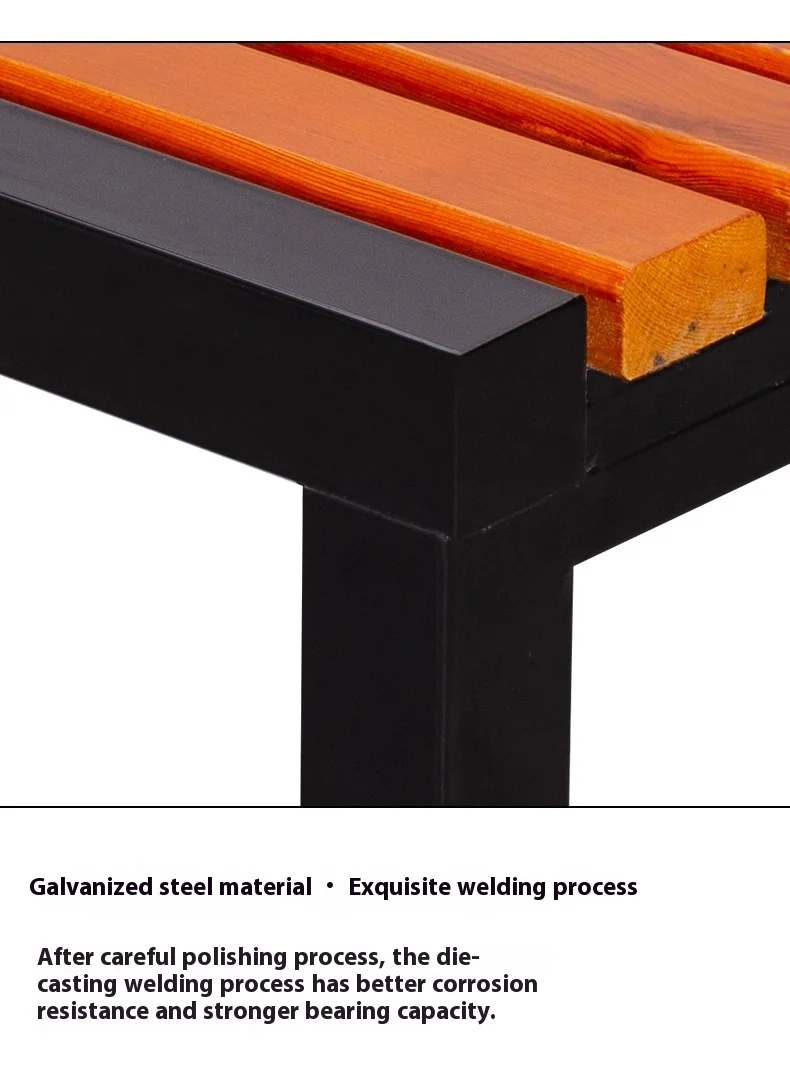 European Classical Cast Aluminum Garden PS Wood Bench Long Chair Set Rustproof Outdoor Patio Park Modern Design