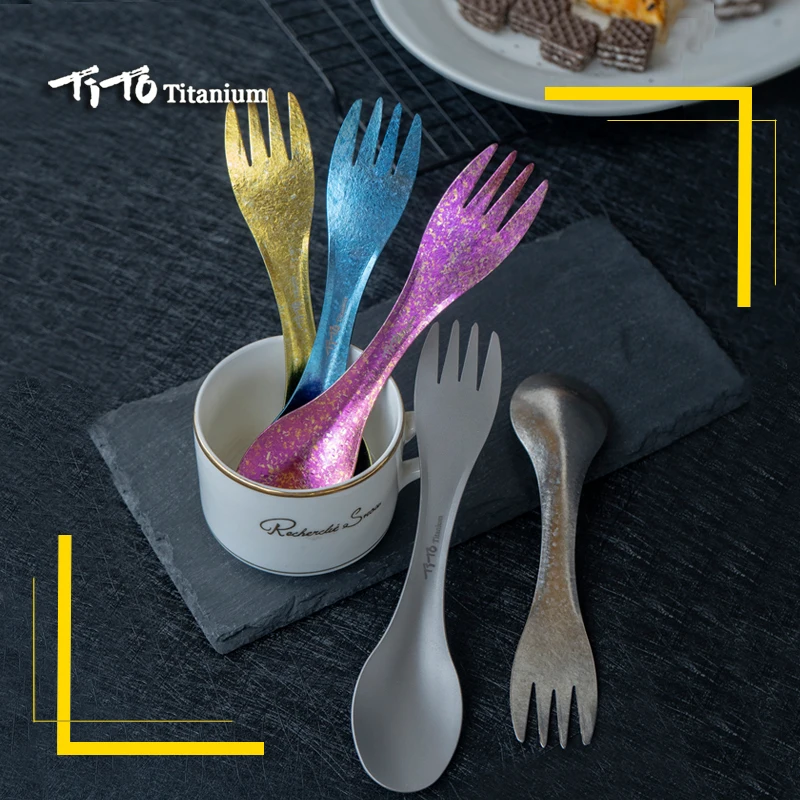 Titanium Asian korean golden spoon and fork set icecream spoon