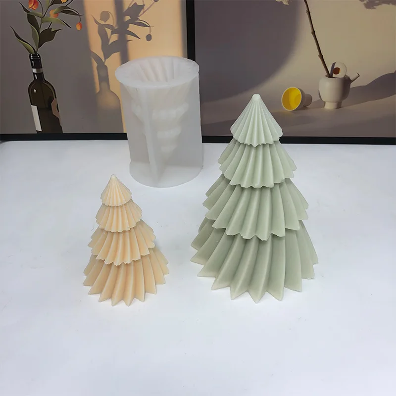 Silicone Christmas Pine Tree Candle Molds DIY Baking Molds Soap Molds Candle Making Supplies Ideal Moulds for Christmas Party