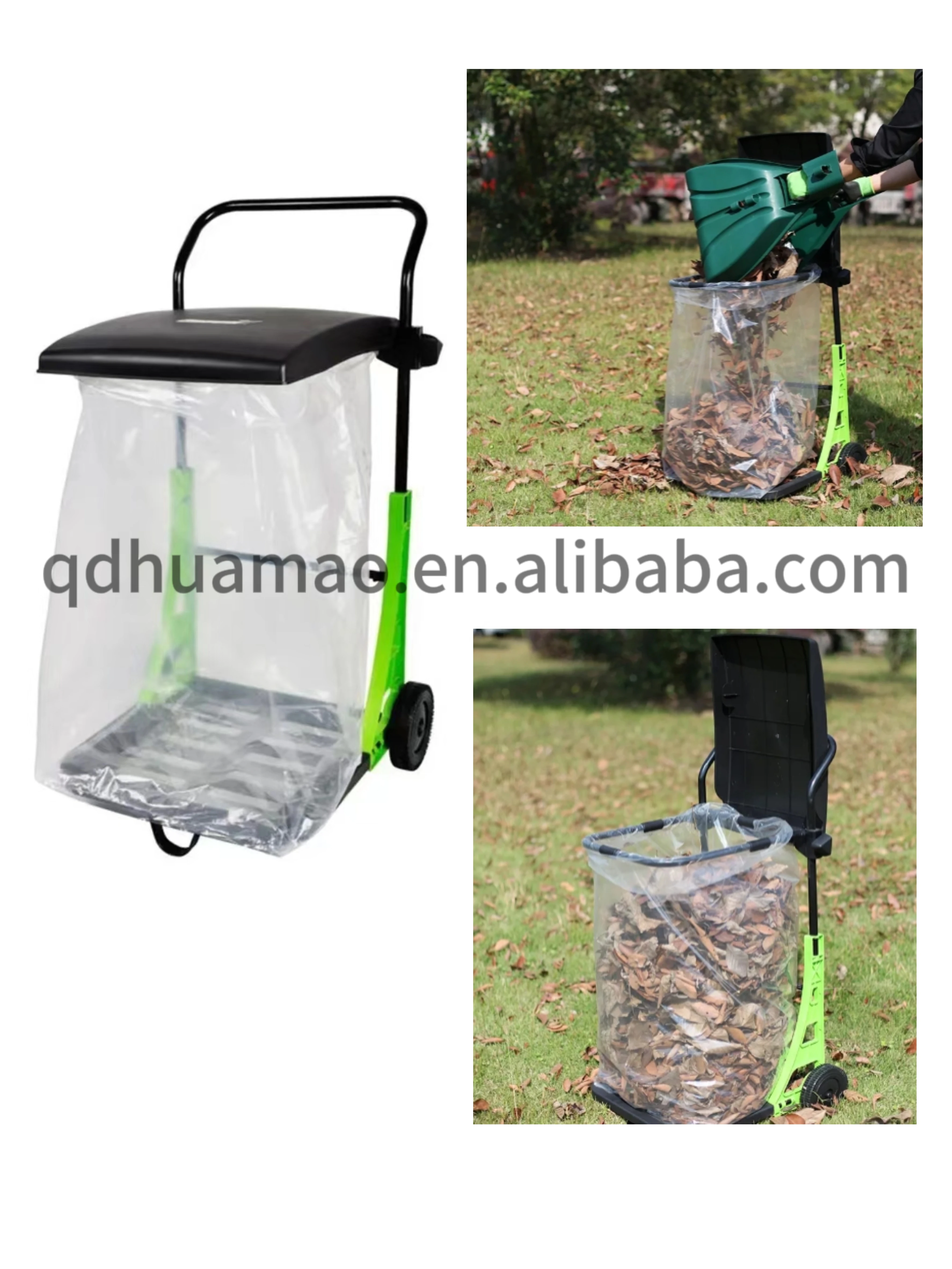 80L portable outdoor leaf cart garden leaf cart rubbish cart  with plastic bag