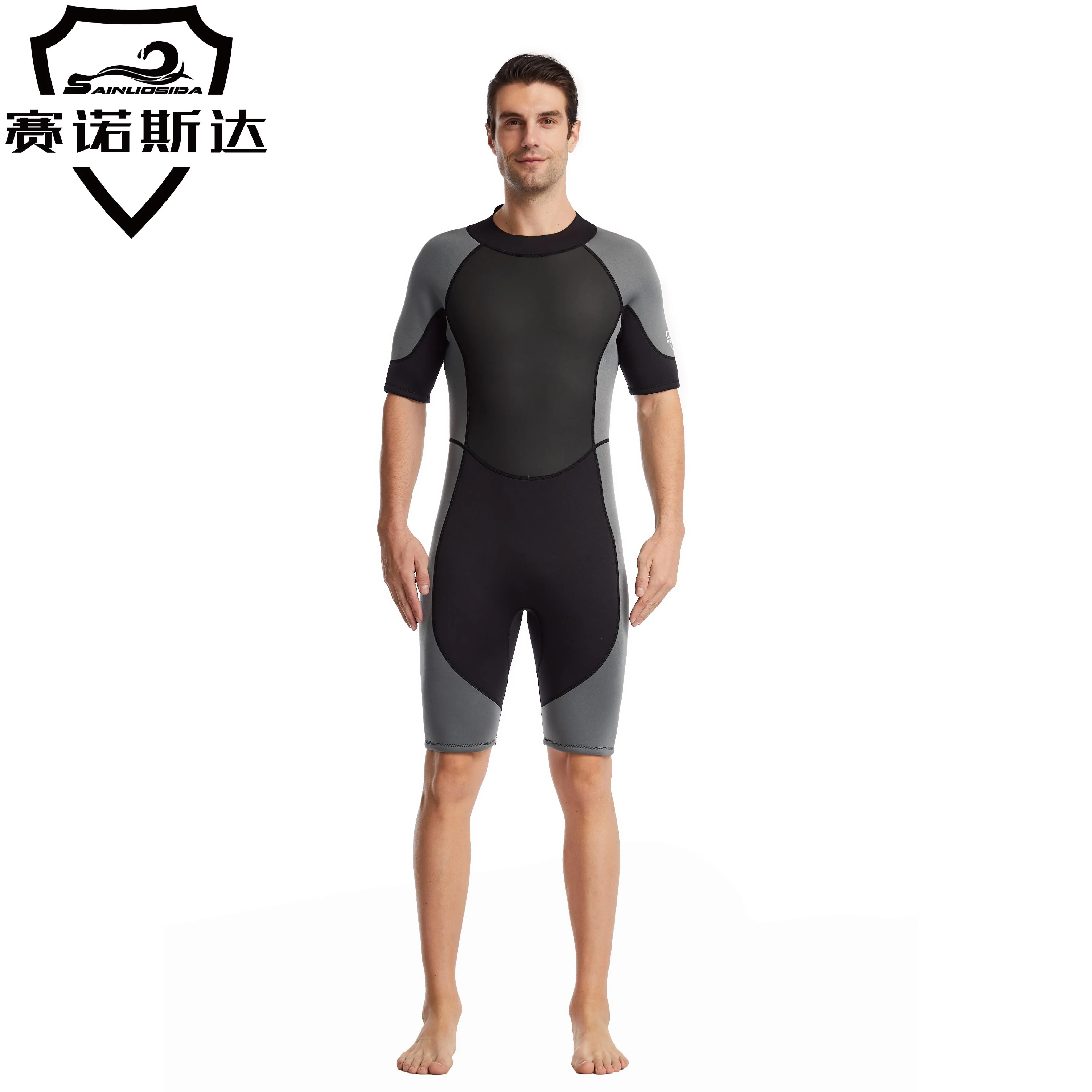 W1073 3mm Triathlon Neoprene Wetsuit For Swimming Scuba Diving Suit Men One-Piece Spearfishing Wet Suits Short Sleeve Surf Suit