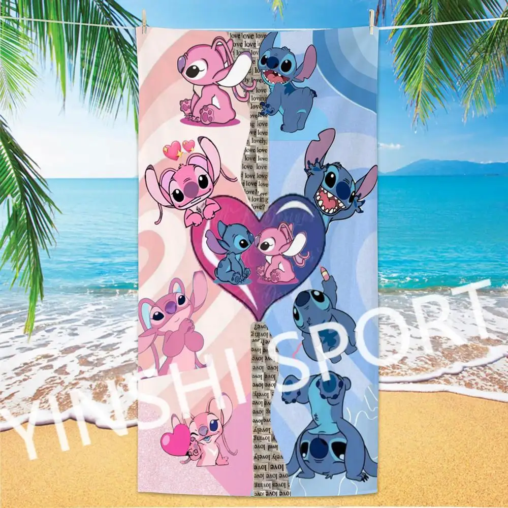 Summer Products 2024 Stitches Kids Cartoon Beach Towels Terry Cloth Hand Towels Printed Microfiber Beach Towel