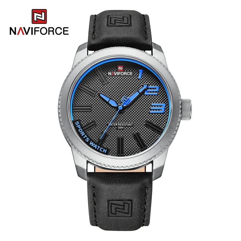 NAVIFORCE 9202L Men Wristwatches Top Brand Luxury Waterproof Man Watch Genuine Leather Sport Quartz Male Clock 9202