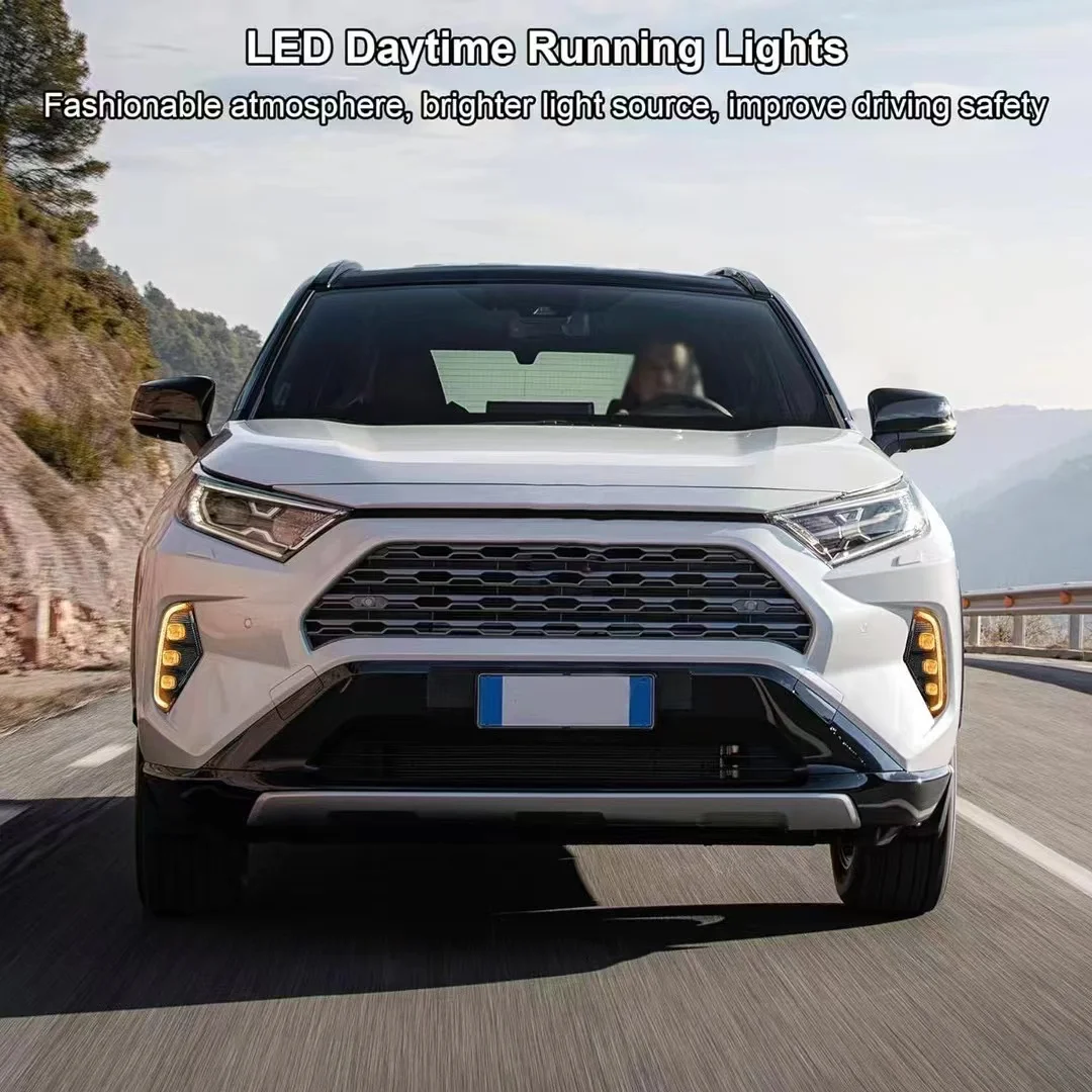Автомобильные светодиодные дневные огни DRL для Toyota RAV4 2019 2020 2021 желтый поворотник дневного света