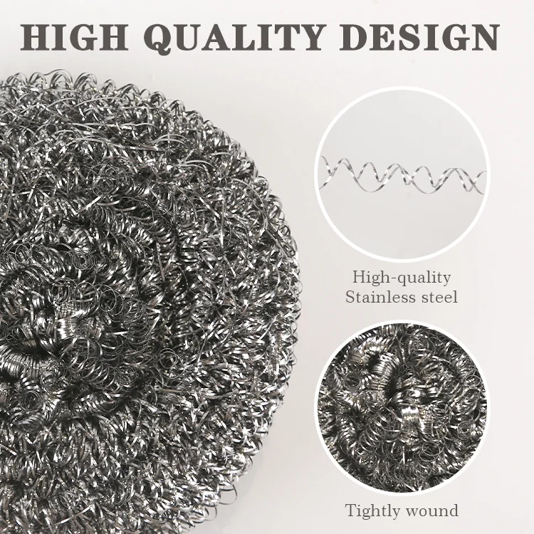 Heavy Duty Dish Scrubber Non-Scratch Steel Wool Rust-Resistant Kitchen Cleaning Stainless Steel Cleaning Ball Scrubber