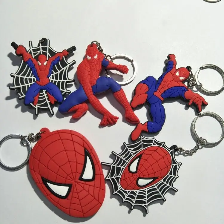 Wholesale Custom Marvel Superhero Keyring Charm Pendant Bat Spider Iron Man Hulk Captain Venom Thanos Rubber keychain