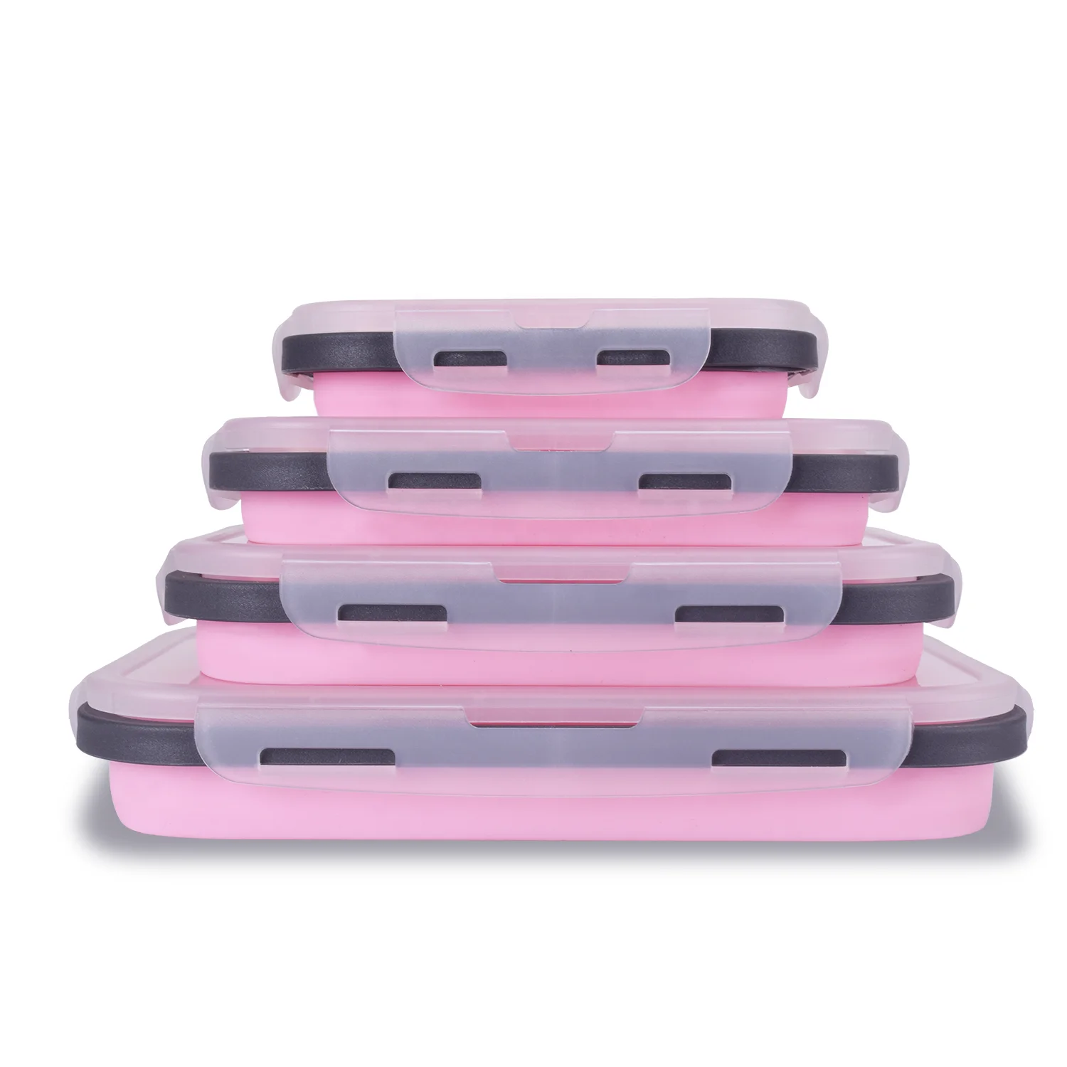 
2019 Outdoor 4 pack Food Storage Containers Silicone Collapsible Lunch boxes 