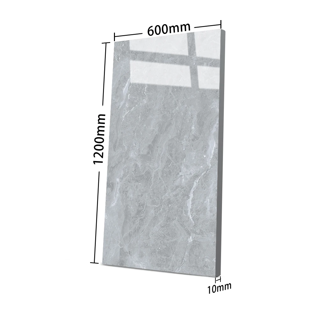 600x1200 Nordic Porcelain Floor Tiles Glossy Shiny Finish Glazed Ceramic Polished Marble Flooring Interior Modern Natural Stone