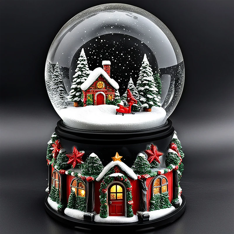 Home decor water glass globe custom resin snow globe souvenir wholesale Christmas mini village figurine snow ball gift