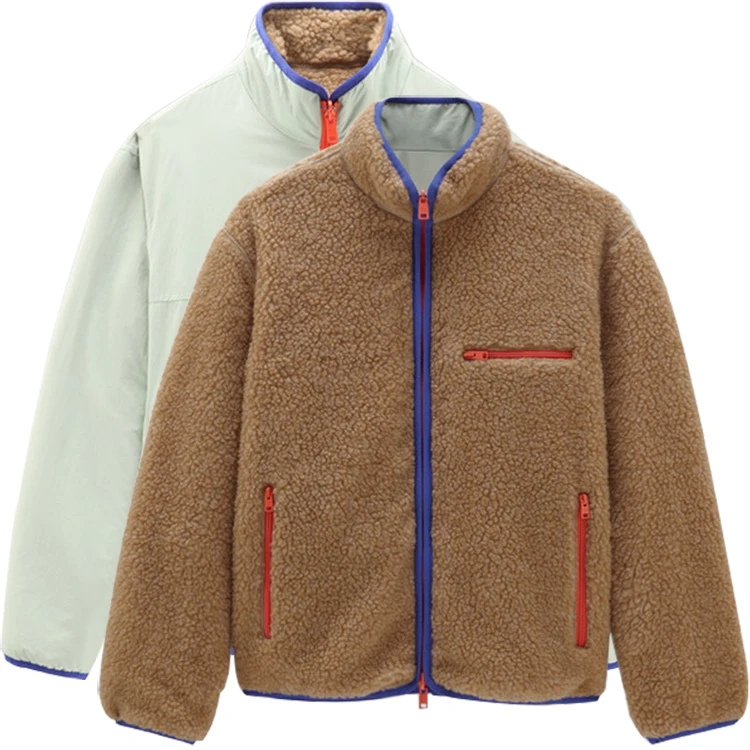 Customized Outerwear Thick Waterproof Reversible Jacket Custom Winter Sherpa Fleece Jackets For Men