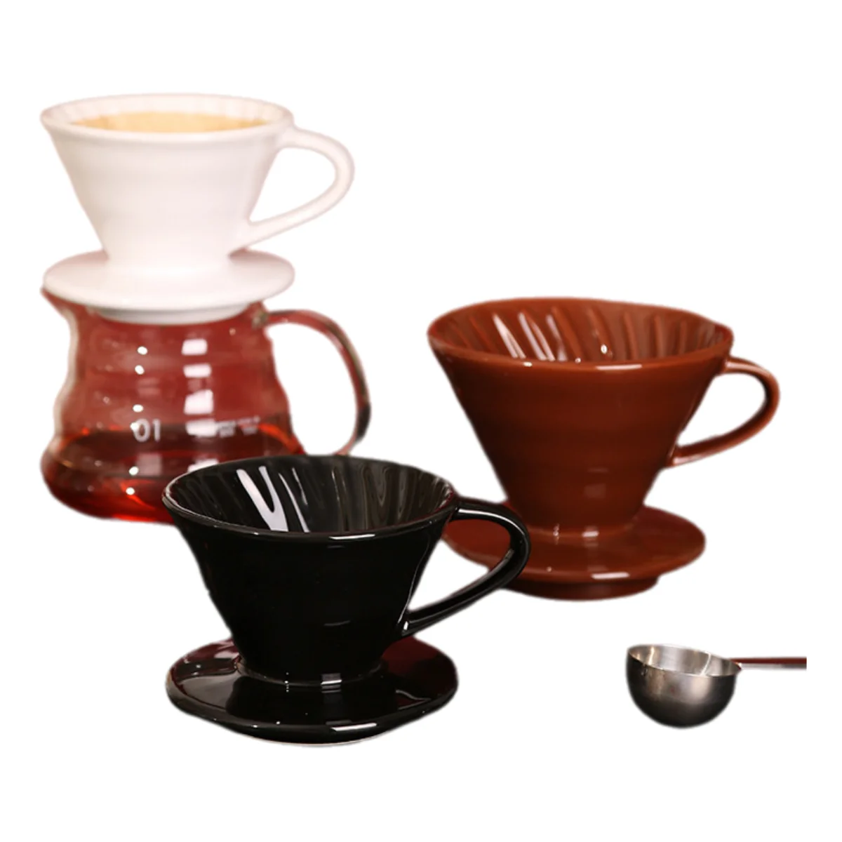 Classic Reusable V Shape Cone Ceramic Coffee Dripper Filter