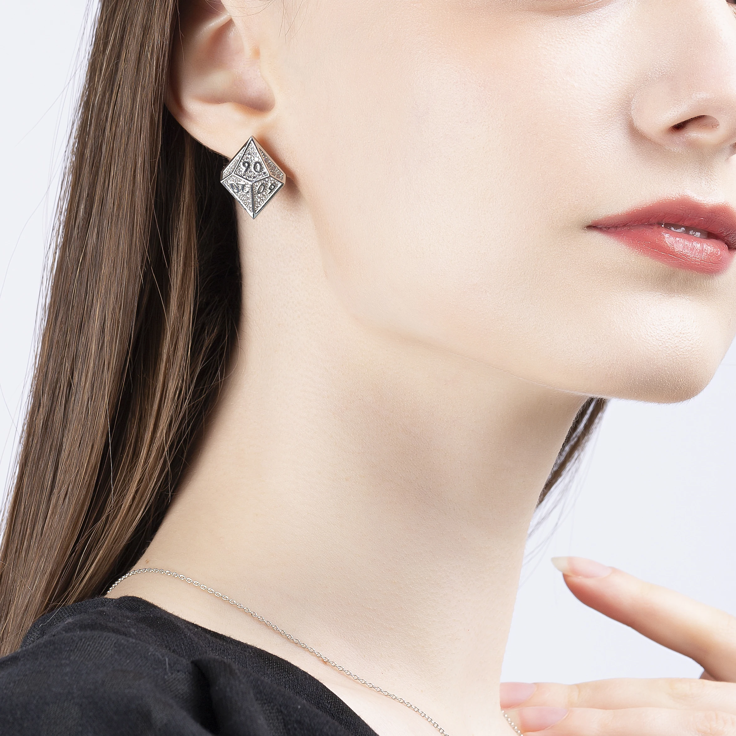 Mini Planet DND Ear Stud D20 Jewelry Board Game Dungeons and Dragons Peripheral Products DND DICE necklace Earring