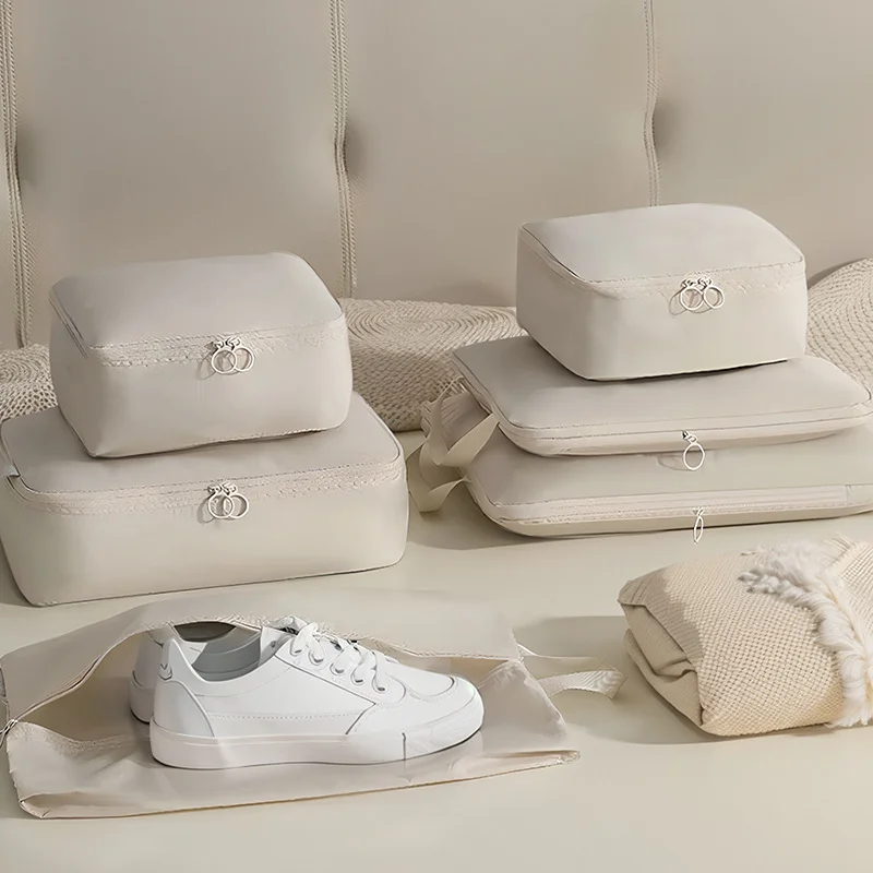 MKW4013 Custom Logo Portable Packing Cubes For Suitcases Carry on Organizer Luggage Bag Travel Bag 6 Piece Set With Zipper