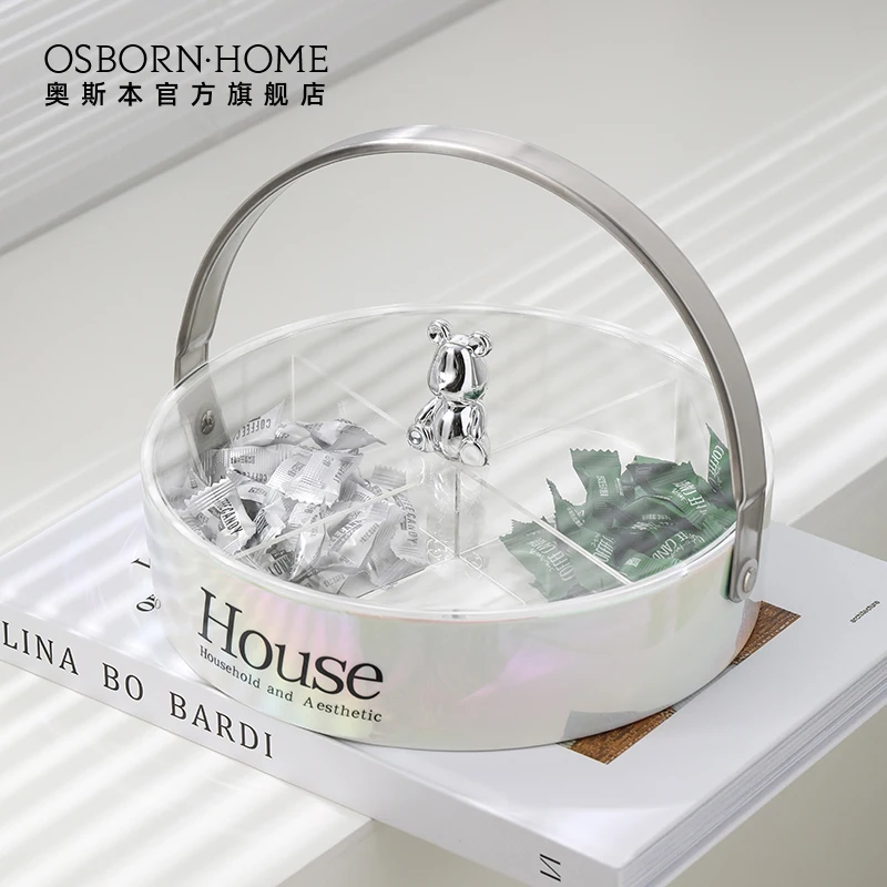 OSBORN Hot Selling Ceramic Dessert Tray Basket Dried Dry Fruit Plate Lace Candy Plate With handle