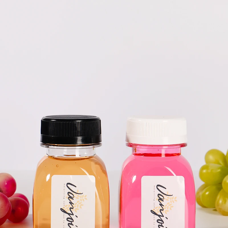 Reusable 100 ml 3.4 oz  Ginger Shot Bottles with Caps Custom Label and Logo Smoothie Juice Beverage Bottles