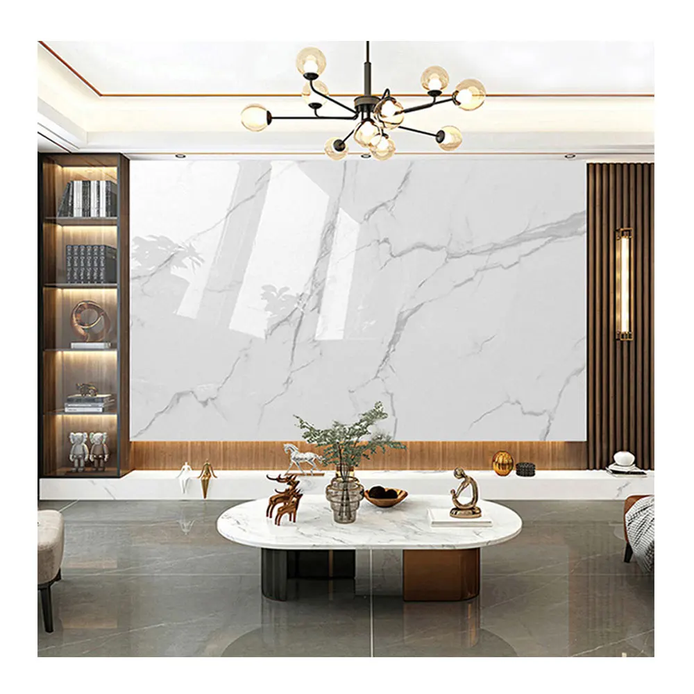 HL Interior Decoration  Bamboo Charcoal Wall Panel  Mirror surface Skin Feeling Marble Slab Integrated Decorative Wall board