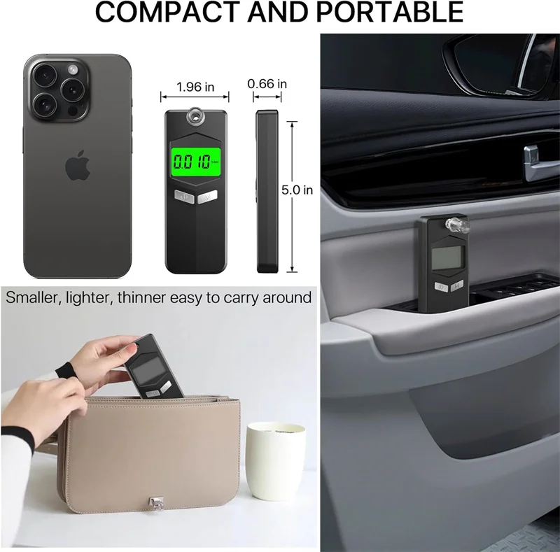 Portable Digital Alcohol Tester with Semiconductor Alcohol Sensor 32-Time Memory High-Precision Alcohol Breathalyzer