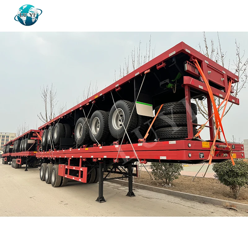 Factory Priced 40 Ft 45 feet 3 Axle Steel Container shipping Semi-Trailer Flatbed Truck Trailer