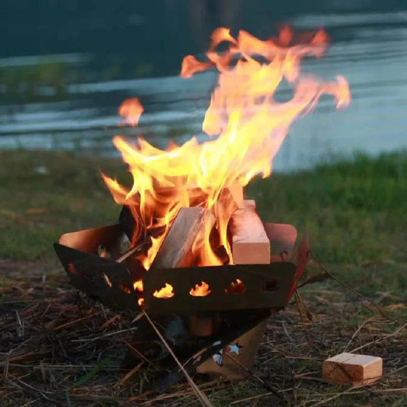 00:03 00:45  View larger image Add to Compare  Share Foldable Camping Fire Pit Bonfire Stove Bonfire Activity Black Garden Wood