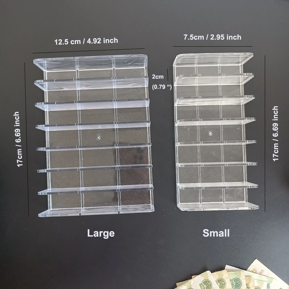 Multiple Function 7 Section Divider Plastic Large Acrylic Bill Budget Tray Makeup Clear Cash Holder Money Storage Organizer