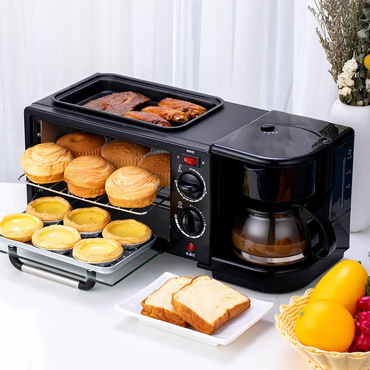 110V/220V Three-in-One Multi-Functional Home Breakfast Machine Coffee Maker Toaster Mini Oven for Cross-Border Foreign Trade
