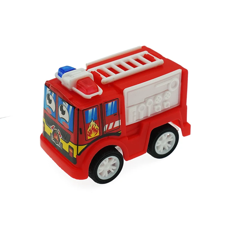 Plastic Pull Back Fire Fighting Truck For Kids 75mm Capsule Toys