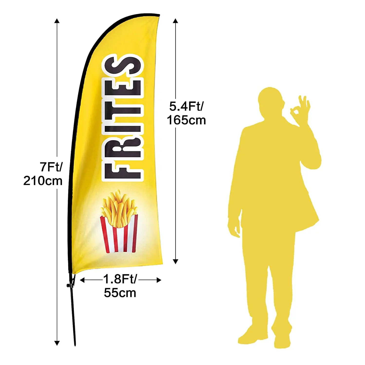 Wholesale Food Sidewalk Flag Frites Windless Feather Flag Business Advertising Sign for Beauty Salon