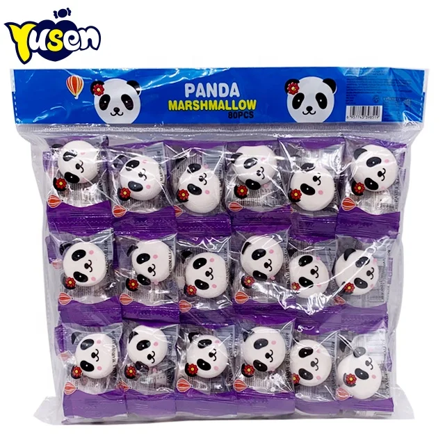 2.5g Marshmallow Factory Cute Panda Shape Candy Fruity Flavor Weddings Snacks with 3 Color Box Packaging Casual for Daily Use