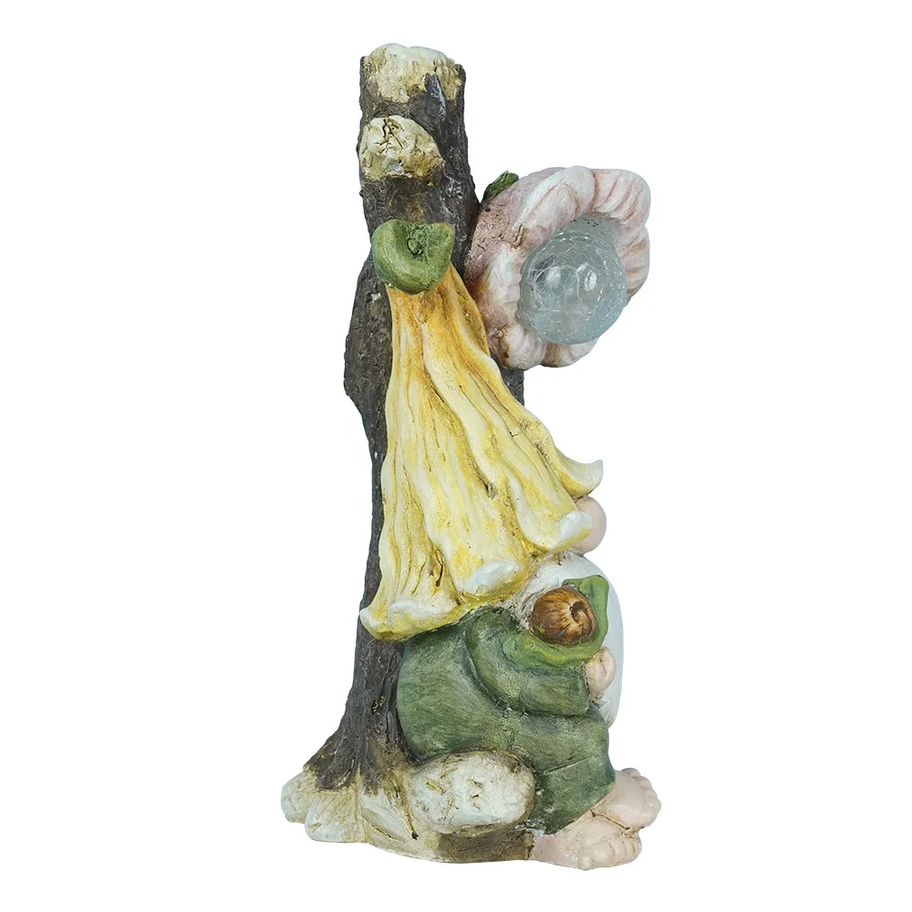 Outdoor solar lights resin crafts luminous garden ornaments dwarf gnome statue decoration lawn lamp