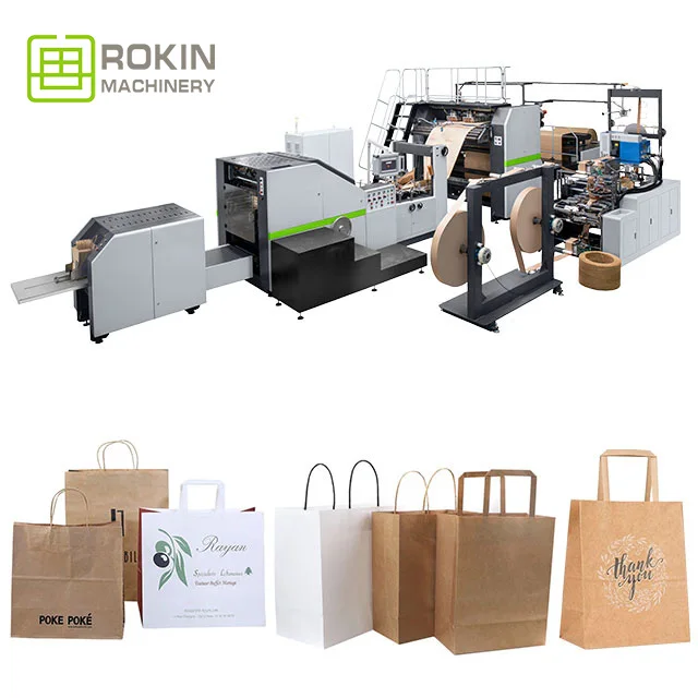 ROKIN BRAND automatic Paper Bag Making Machine Automatic Economy Type Food Paper Bag Making Machine With Factory Price