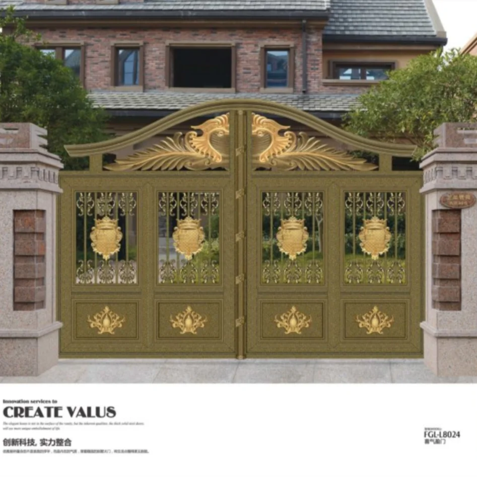 Courtyard entrance aluminum fence gate Courtyard Villa main gate sliding fence gate