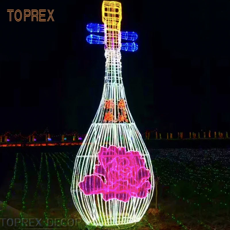 Toprex Decor 3D Large LED Musical Notes Sculpture Outdoor Christmas Holiday Motif Lights Harp Piano Guitar Horn Pipa Bass Tuba