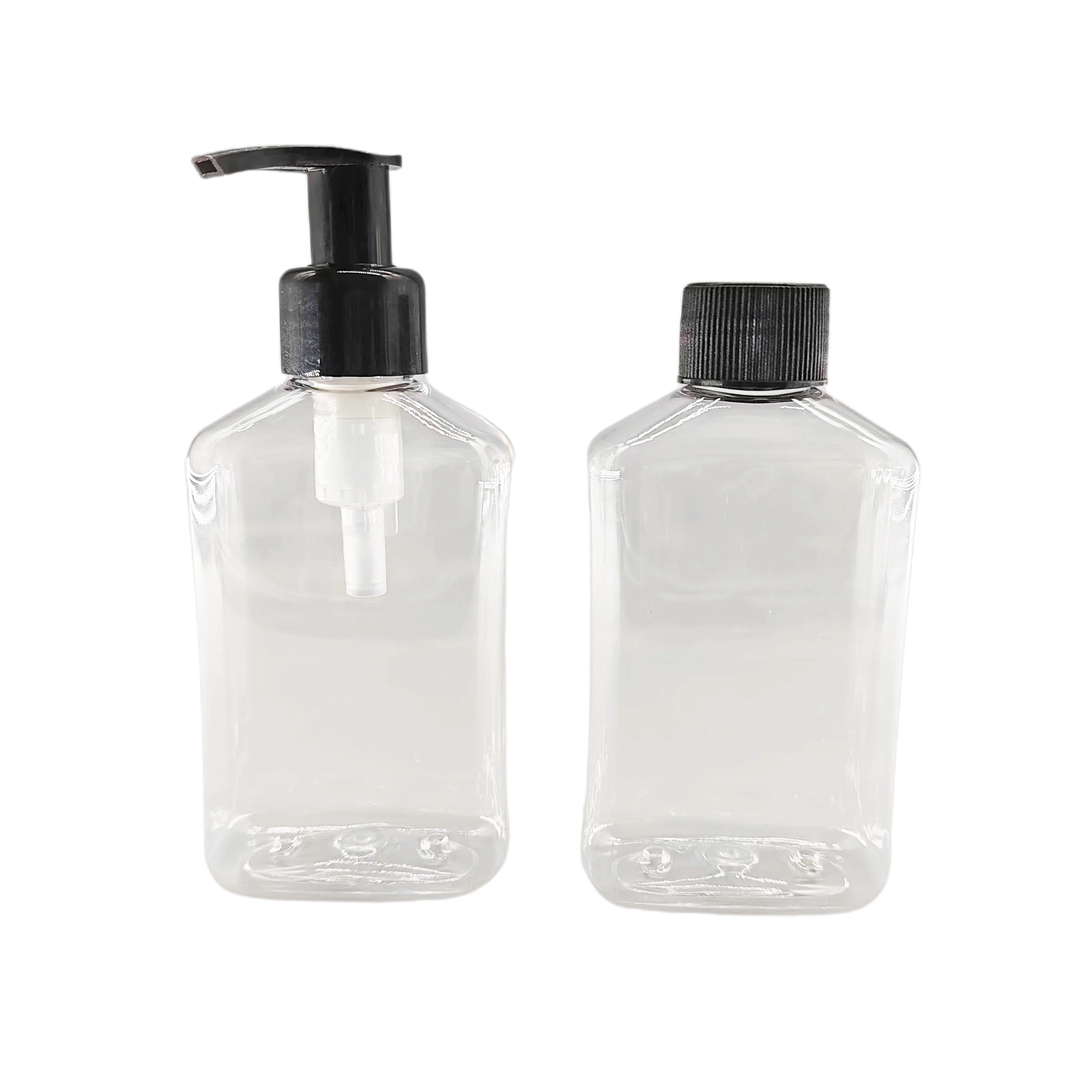 Customized Logo Color Lotion Container 150ml 250ml 500ml Square Plastic Black Lotion Bottle Hand Soap Men Shampoo Bottle With Pu