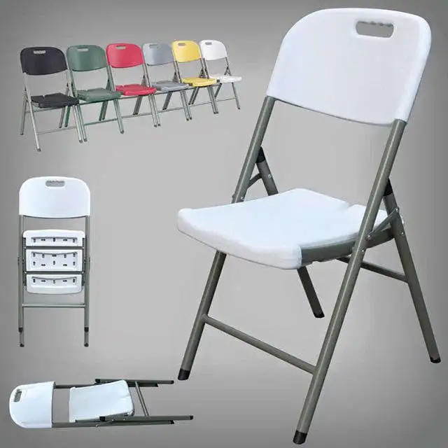 Outdoor portable stackable commercial seat lightweight white plastic folding party dining chairs