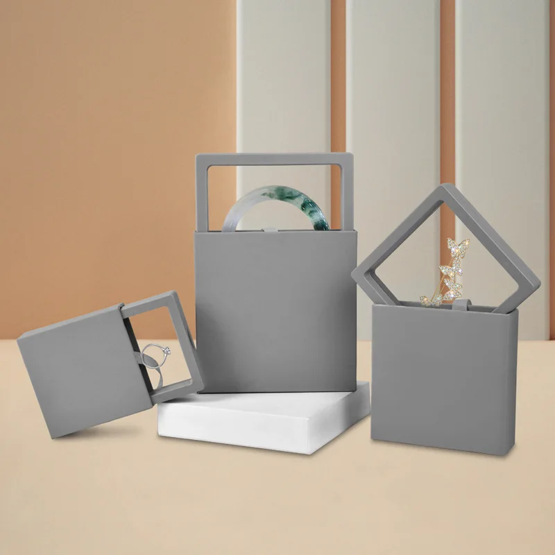 Transparent Membrane Floating Frame Ring Earring Coin Medal Medallion Display Box Clear Flexible Jewelry Display Storage Box