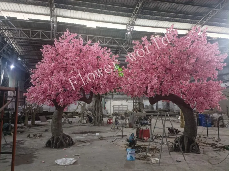 Большое розовое Вишневое дерево персиковое искусственное шелковое желающее Ресторан отеля пейзаж свадебное украшение