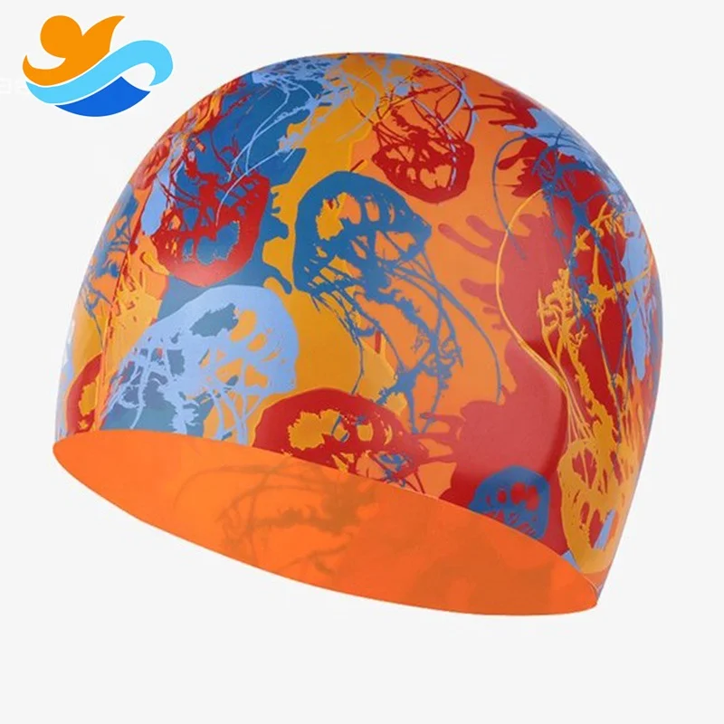 Customized Thermal Print Cap Swim High Quality Wholesale Competition Swimming Hat Silicone Swimming Cap