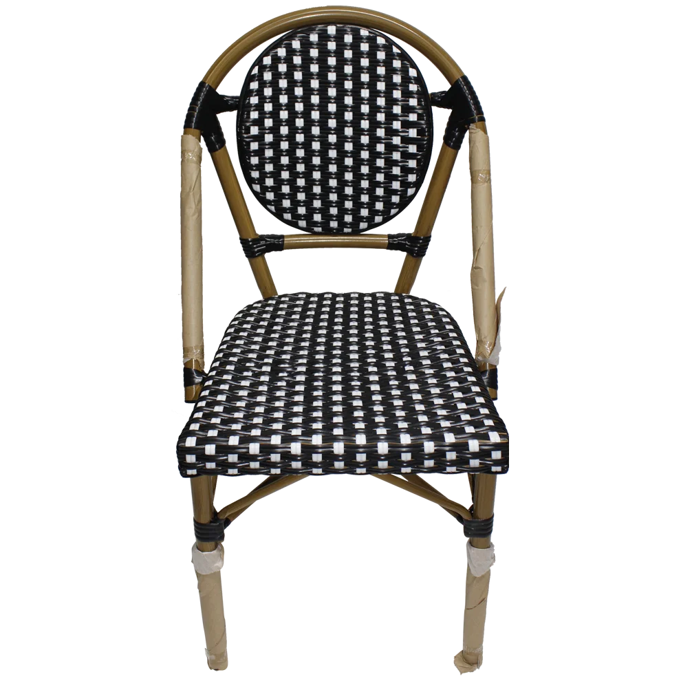 Modern Cafe Dining Chairs Aluminum Ratttan French Bistro Chair for Coffee Shop