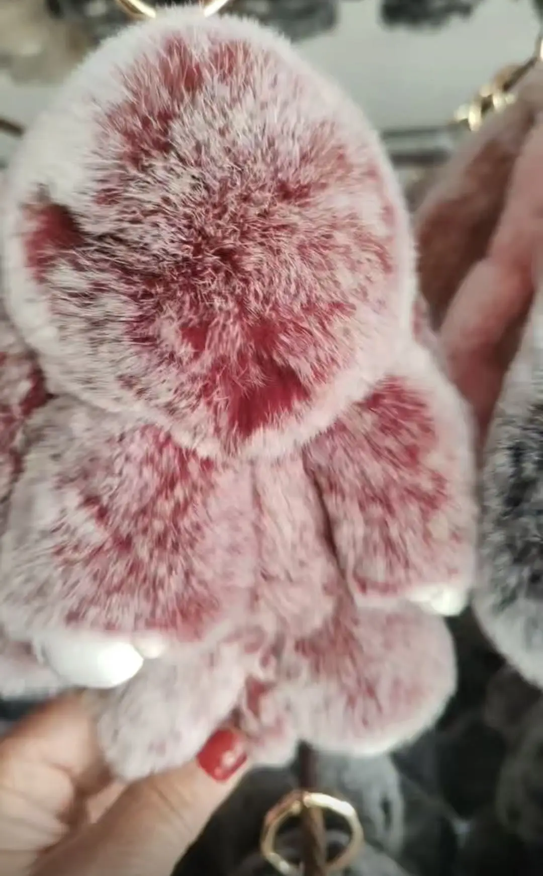 Stuffed Animal Easter Basket 18cm Bunny  Plush Toy Rabbit Fur Keychain Fluffy Soft Cute Fuzzy Accessories Furry Ball Key Chain
