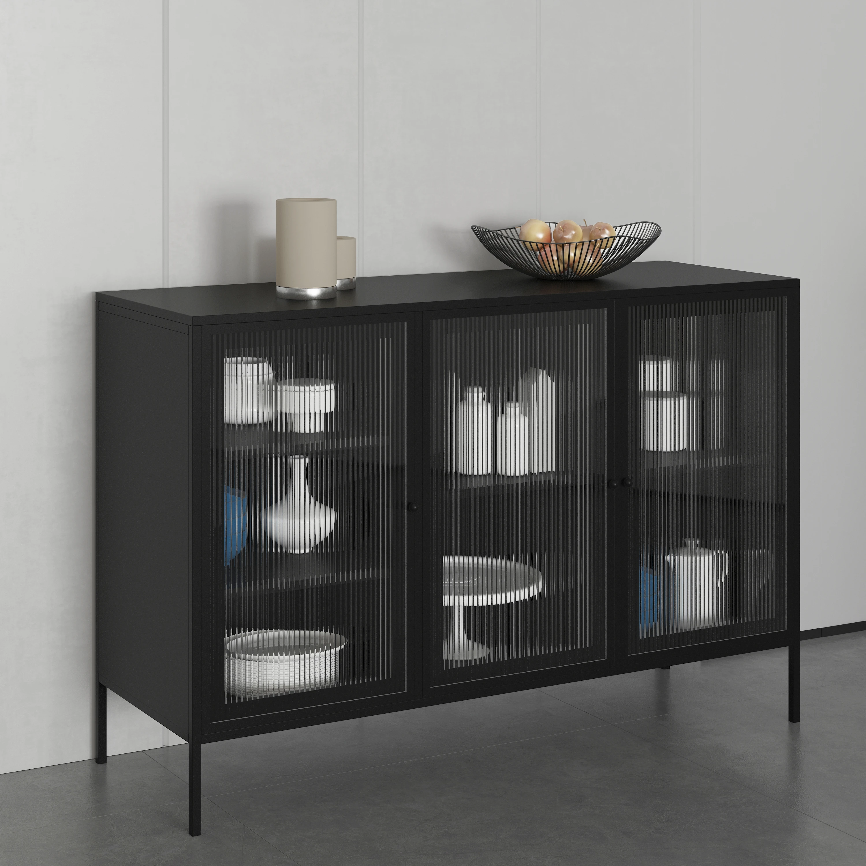 High End Luxury Home Furniture Wood Sideboard Black Modern Side Cabinet