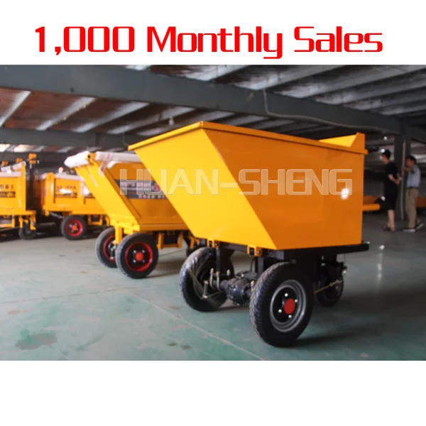 Трехколесная электрическая тележка для переноски тяжелого самосвала на строительной площадке