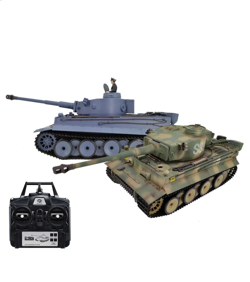 Henglong Upgrade 3818-1 RC Tank 1/16 Tiger I Metal Caterpillar & Gear Inducer HL Infrared 2.4G Flashlight & Sound Simulator Toys