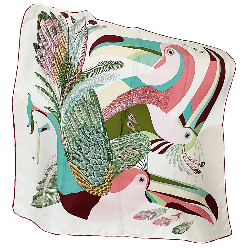 Colored bird Latest Style Fashion Silk Twill Scarf Real Pure Silk Scarf 90*90cm Womens  Natural  Silk Head Scarf