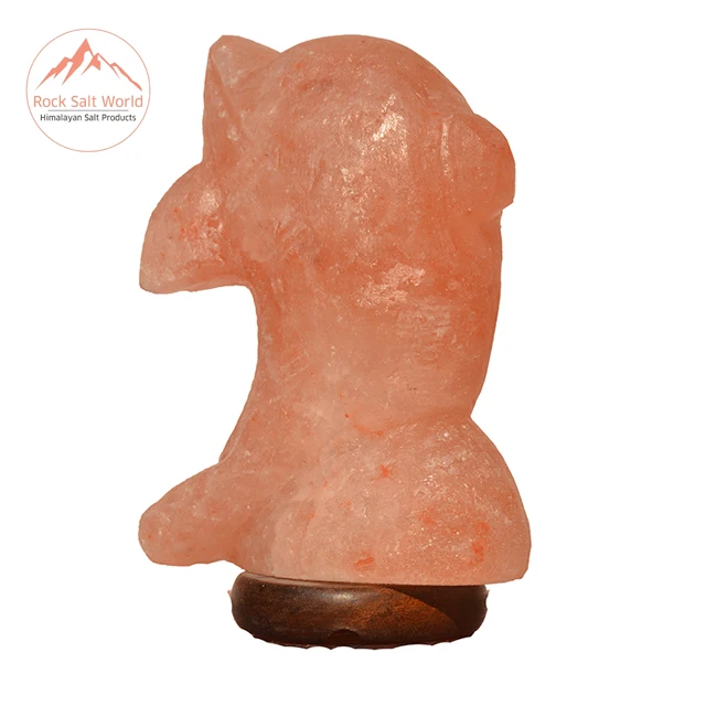 
Himalayan Natural Fish Shape Rock Salt Lamp with Original Wooden Base Cord and Bulb For Home Decoration in Room and Office 