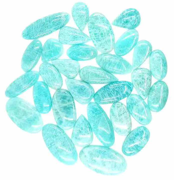 Natural Amazonite Gemstone Cabochon Lot Amazonite Gemstone Mix Shape Natural Gemstone Cabochon For Jewelry Pendant Making