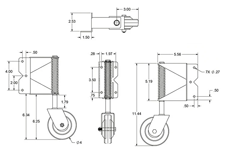Adjustable Heavy-Duty Steel Swing Gate Roller Wheels Spring-Loaded Small Castors Sliding Door Stainless Targeted Small