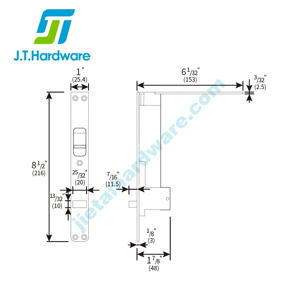 Fire Rated Wood Doors Constant Latching Stainless Steel 304 Automatic Shoot Flush Bolt