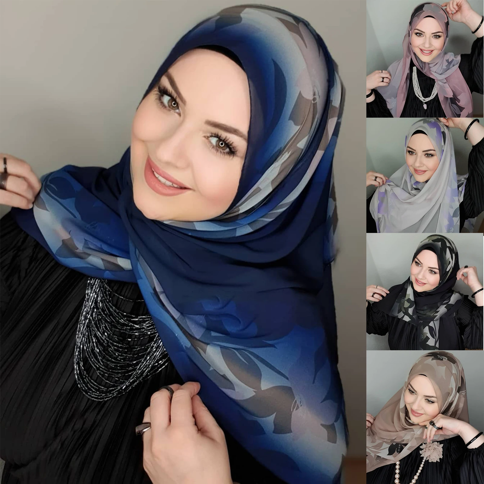 MOTIVE FORCE 2024 NEW style malaysia musulman hijab scarves & shawls chiffon gradient hijab muslim for women