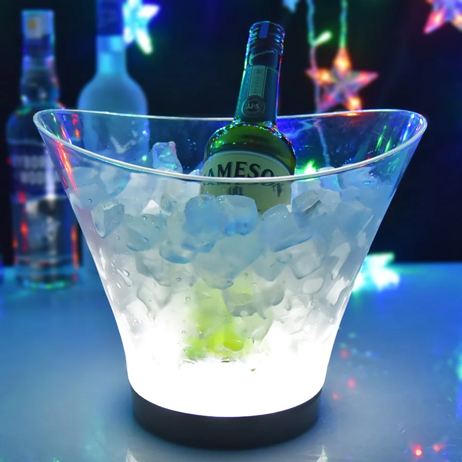 OEM Champagne custom logo Beer Wine Bottles Frozen clear rechargeable luxury wholesale colorful Led Ice Bucket